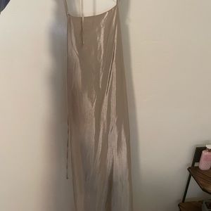 rebecca minkoff long metallic silver dress